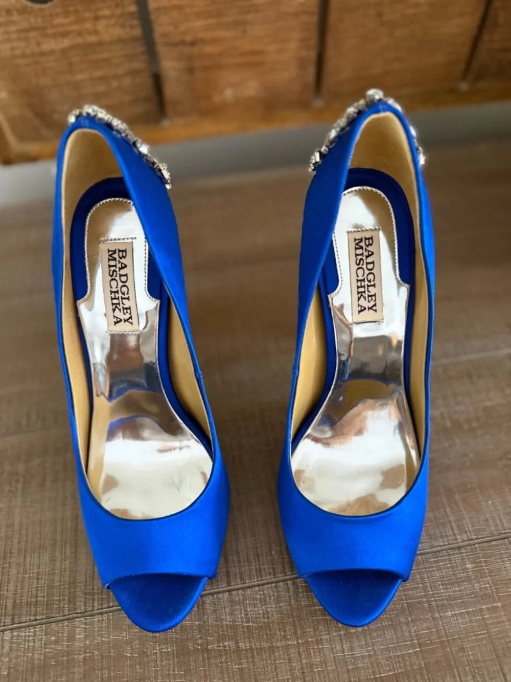 Badgley Mischka Kiara Royal Blue Jeweled Heels 7 1/2